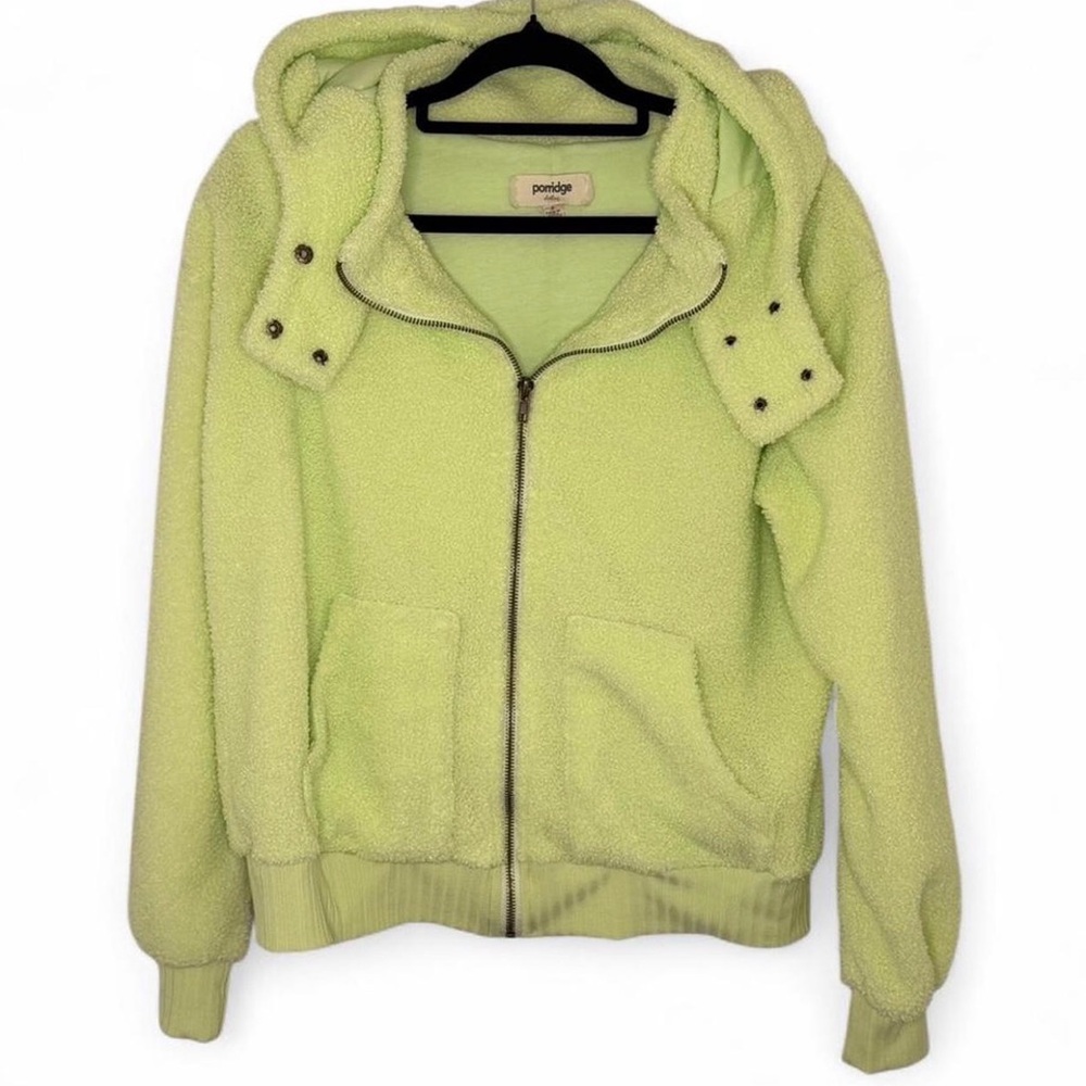 Anthropologie Porridge Neon Green Gillian Sherpa Hoodie - Small